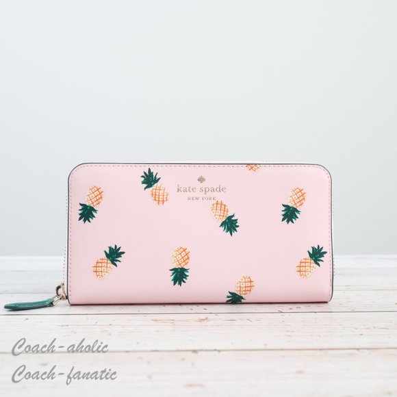 kate spade Handbags - NWT Kate Spade Marlee Pineapple Printed Large Continental Wallet in Pink Multi